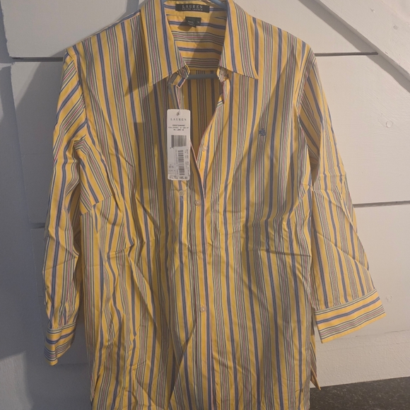 Ralph Lauren Tops - Ralph Lauren Yellow and Blue Casual Button Down Shirt Womens NWT
